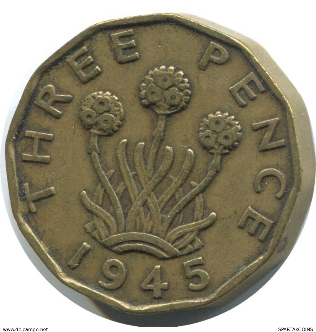 THREEPENCE 1945 UK GBAN BRETAÑA GREAT BRITAIN Moneda #AG922.1.E.A - F. 3 Pence