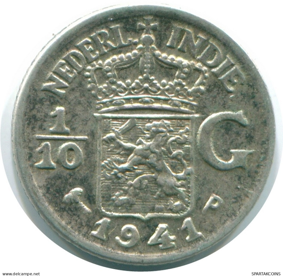 1/10 GULDEN 1941 P NETHERLANDS EAST INDIES SILVER Colonial Coin #NL13797.3.U.A - Indes Neerlandesas