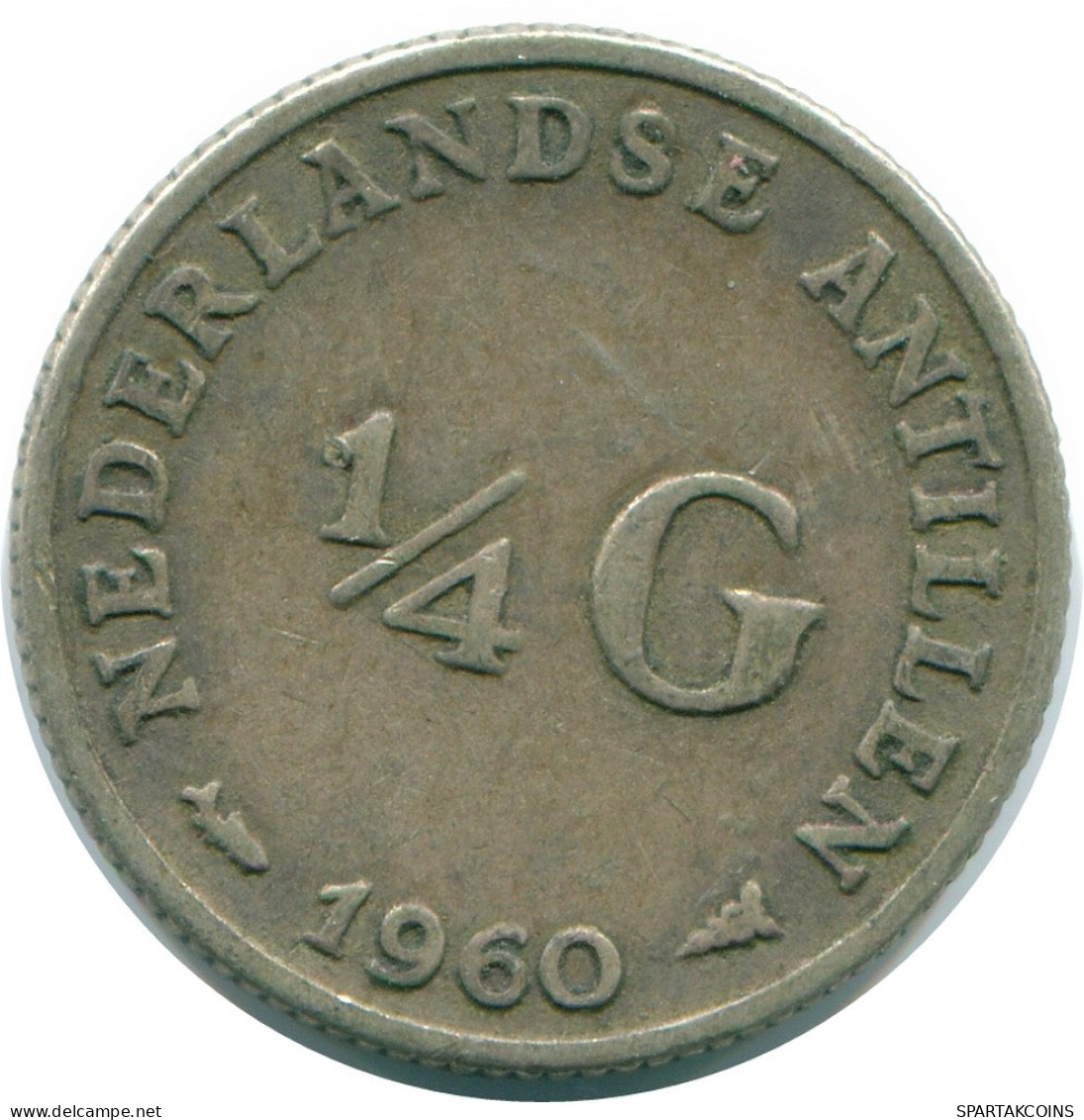 1/4 GULDEN 1960 NIEDERLÄNDISCHE ANTILLEN SILBER Koloniale Münze #NL11092.4.D.A - Netherlands Antilles