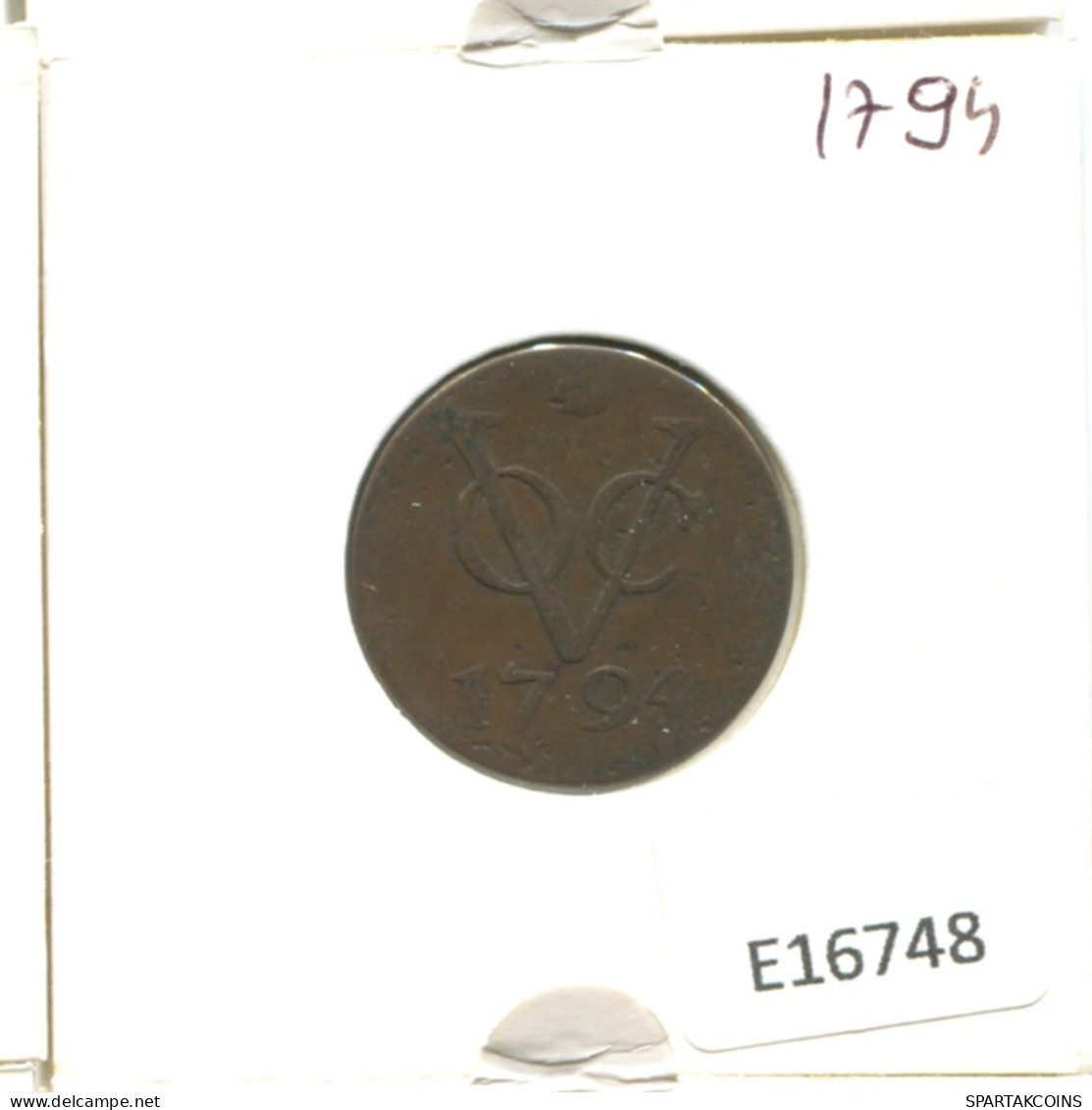 1794 UTRECHT VOC DUIT IINDES NÉERLANDAIS NETHERLANDS NEW YORK COLONIAL PENNY #E16748.8.F.A - Indes Neerlandesas