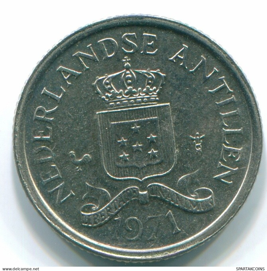 10 CENTS 1971 ANTILLAS NEERLANDESAS Nickel Colonial Moneda #S13409.E.A - Antilles Néerlandaises