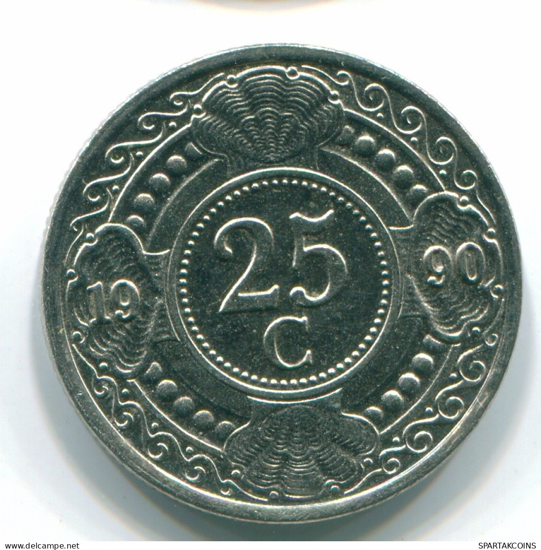 25 CENTS 1990 NIEDERLÄNDISCHE ANTILLEN Nickel Koloniale Münze #S11260.D.A - Niederländische Antillen