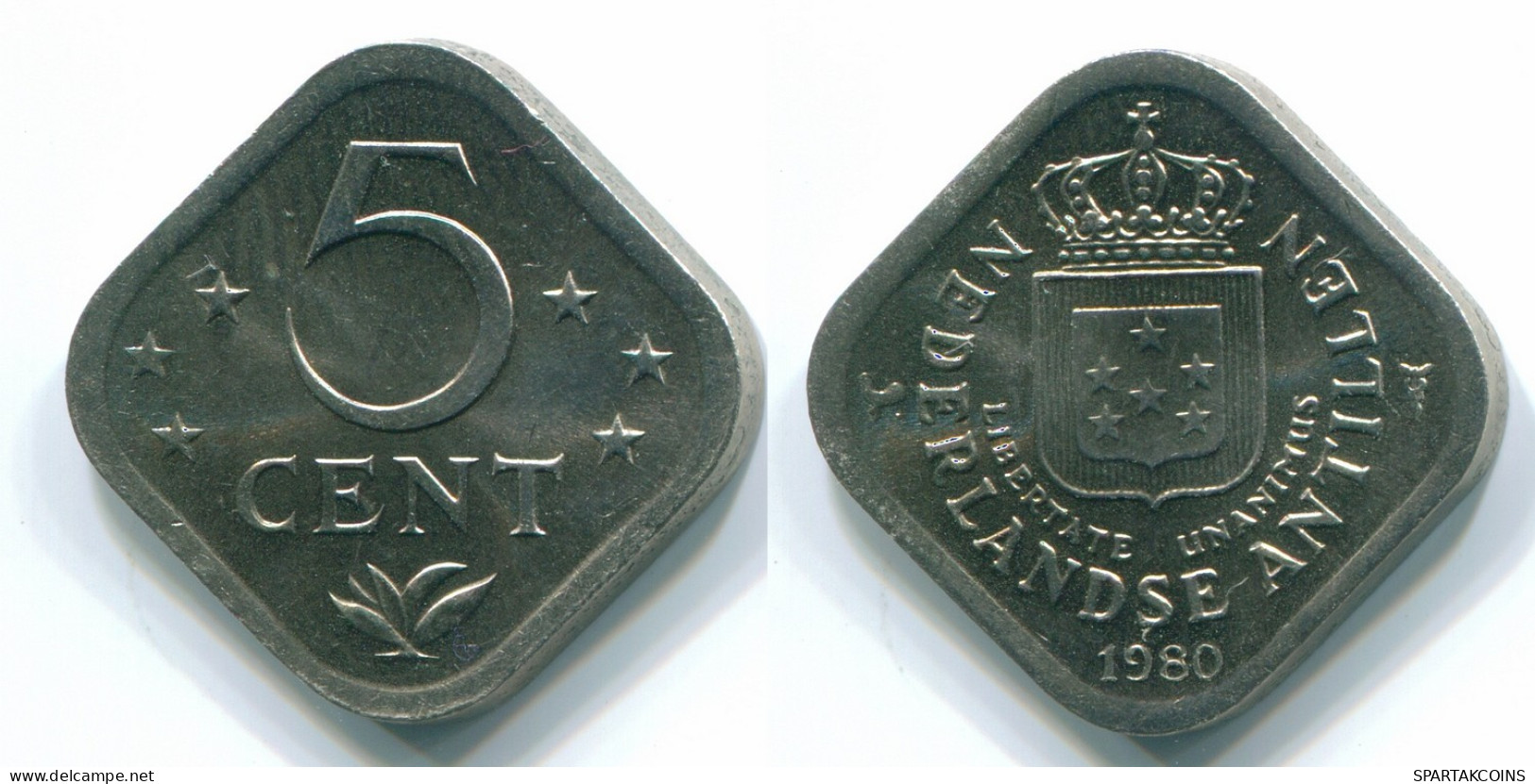 5 CENTS 1980 NIEDERLÄNDISCHE ANTILLEN Nickel Koloniale Münze #S12333.D.A - Niederländische Antillen