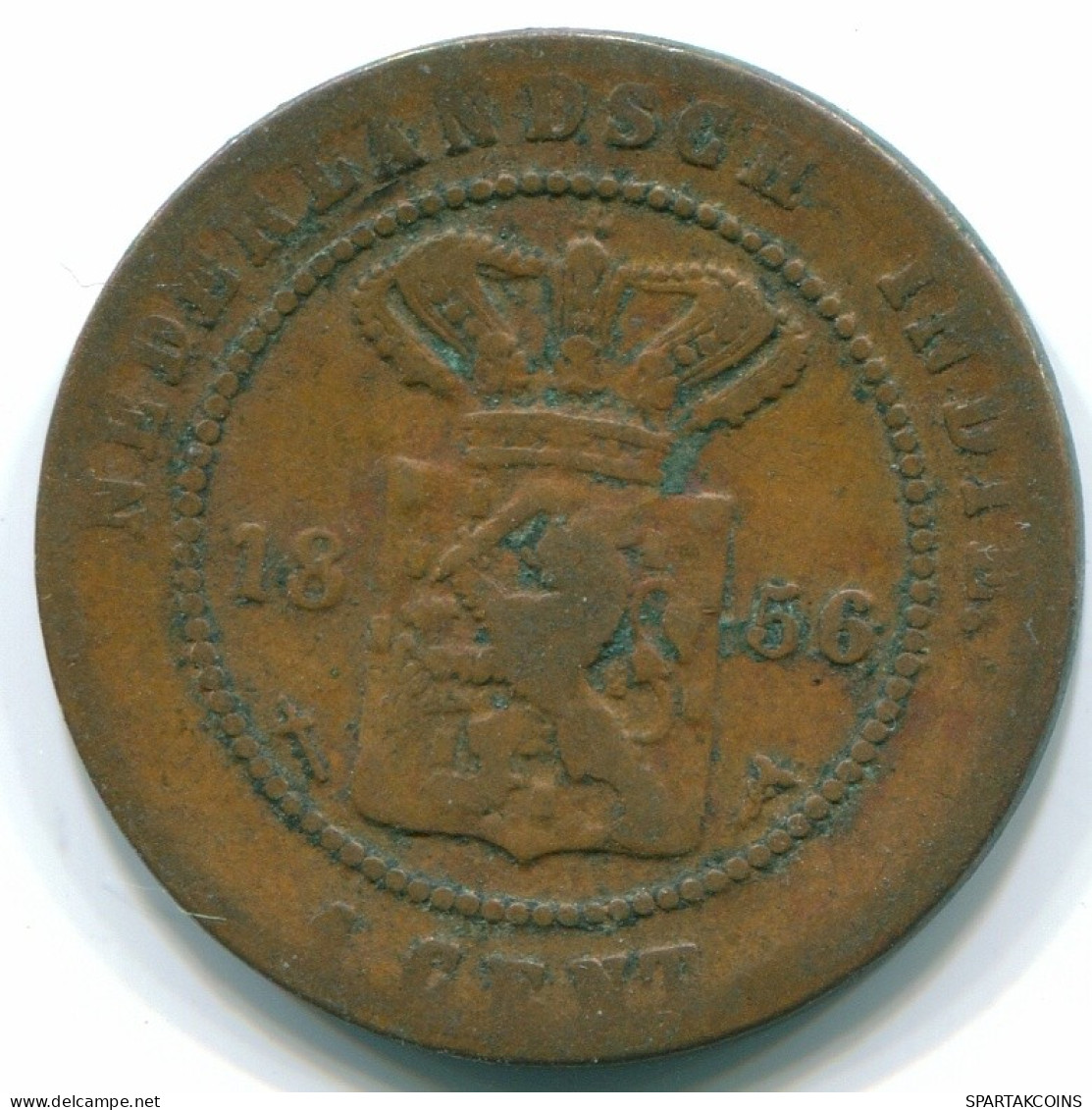 1 CENT 1856 NETHERLANDS EAST INDIES INDONESIA Copper Colonial Coin #S10022.U.A - Niederländisch-Indien