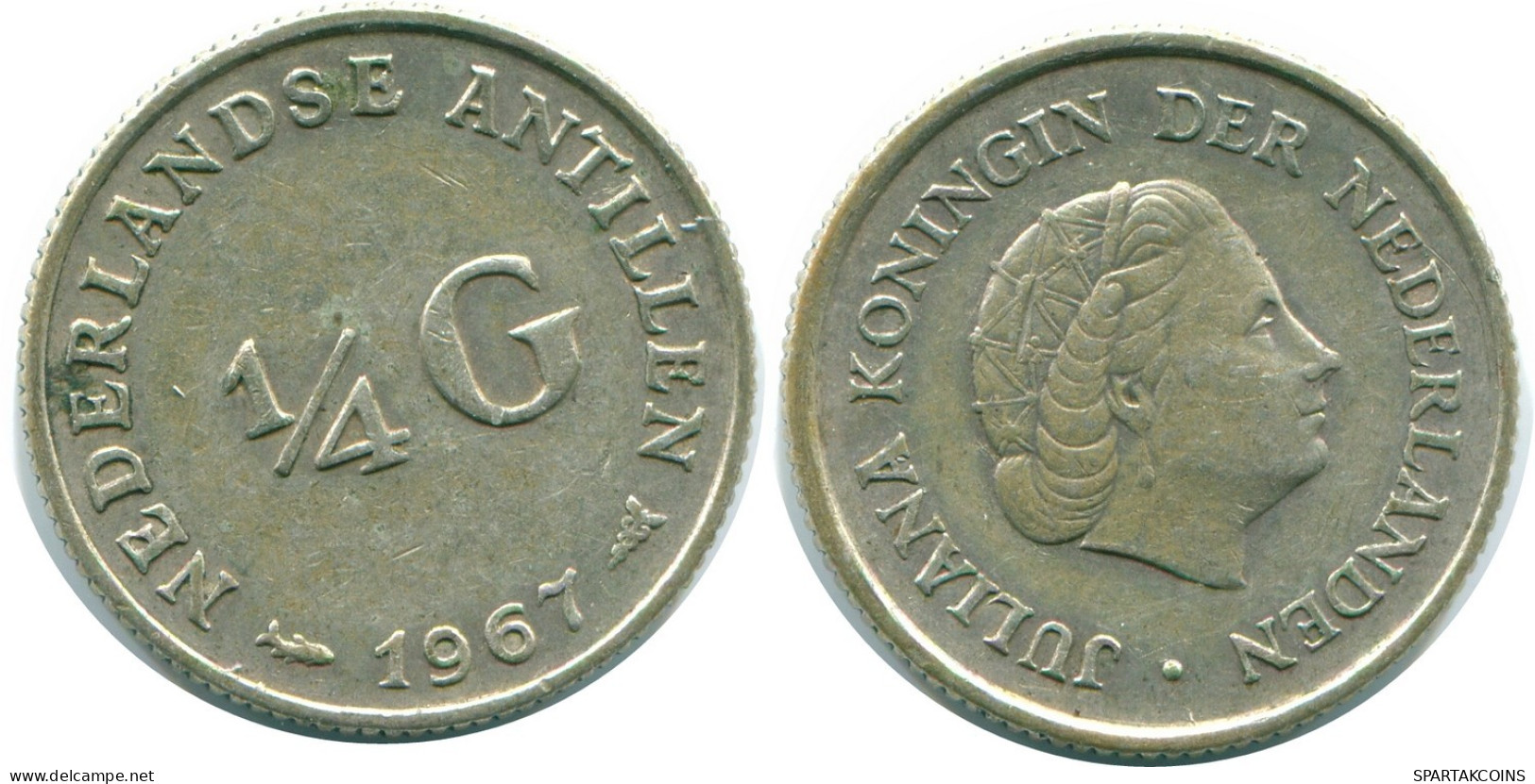 1/4 GULDEN 1967 NETHERLANDS ANTILLES SILVER Colonial Coin #NL11524.4.U.A - Netherlands Antilles