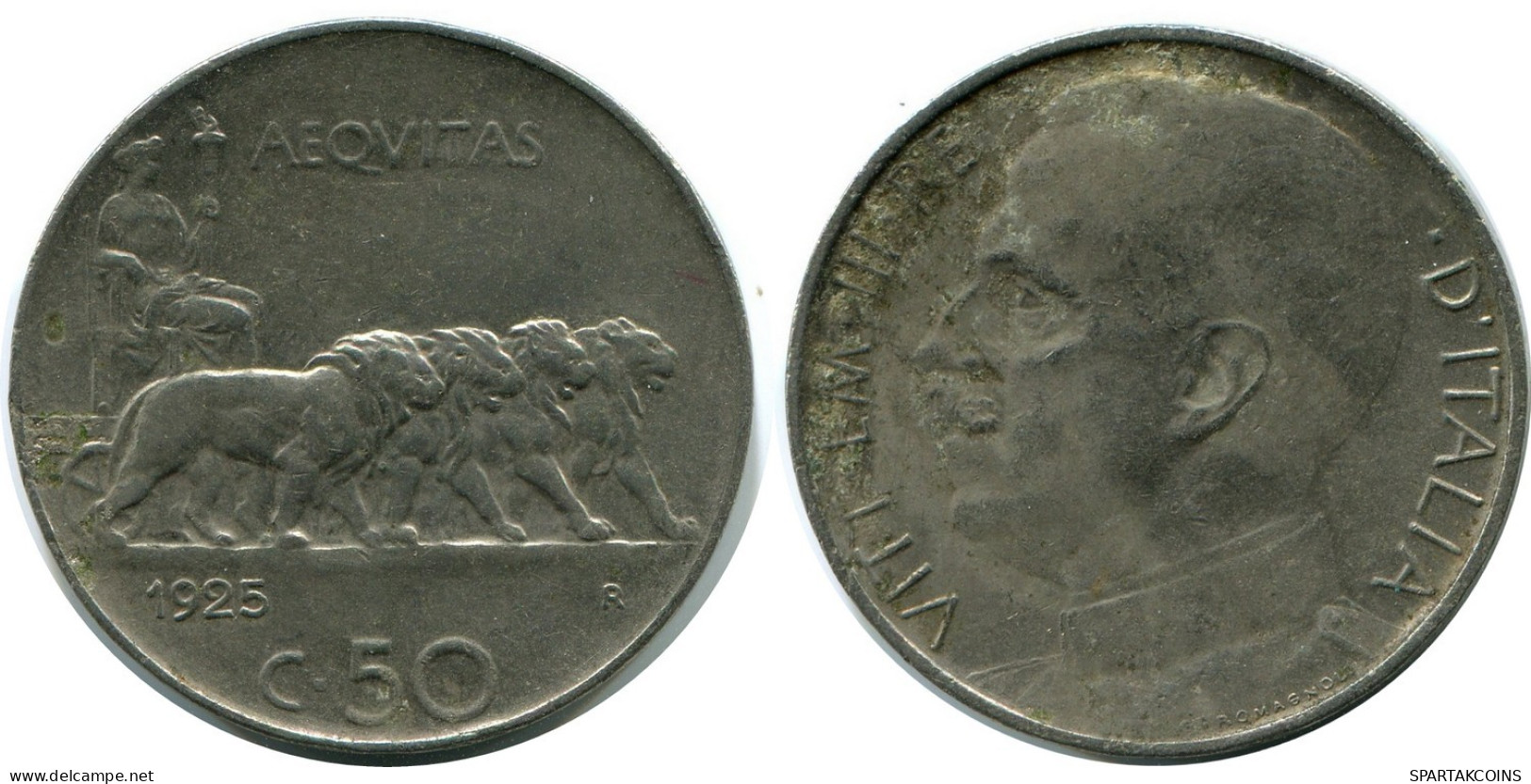 50 CENTESIMI 1925 ITALIEN ITALY Münze #AY261.2.D.A - 1900-1946 : Vittorio Emanuele III & Umberto II