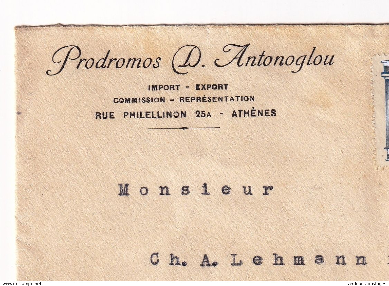 Lettre 1911 Athènes Grèce Podromos D. Antonoglou Genève Lehmann Suisse Switzerland Athens Greece Athen Griechenland - Brieven En Documenten