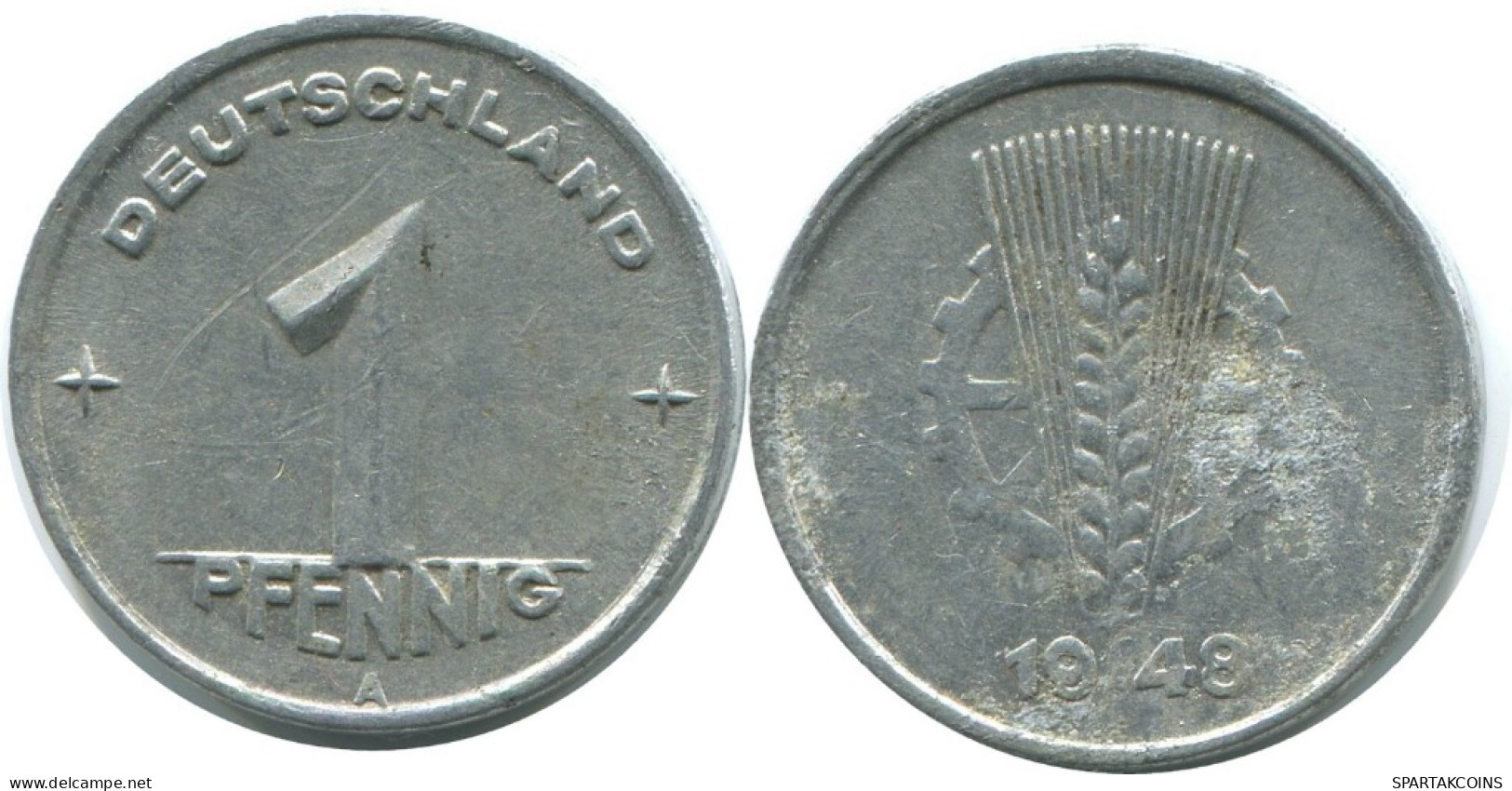 1 PFENNIG 1948 A DDR EAST GERMANY Coin #AE028.U.A - 1 Pfennig