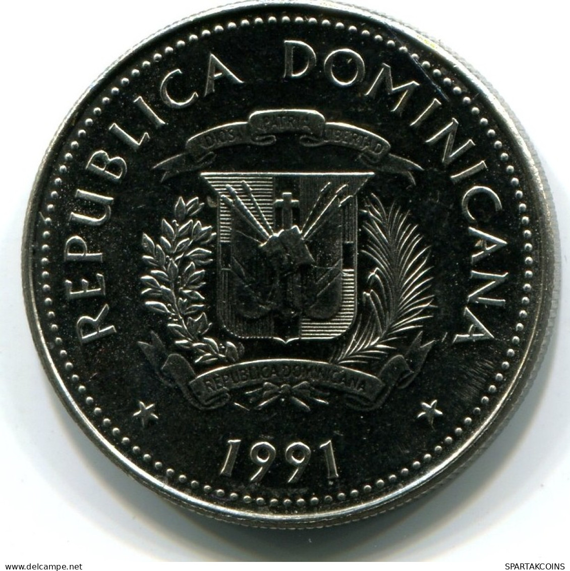 25 CENTAVOS 1991 REPUBLICA DOMINICANA UNC Coin #W11134.U.A - Dominicana