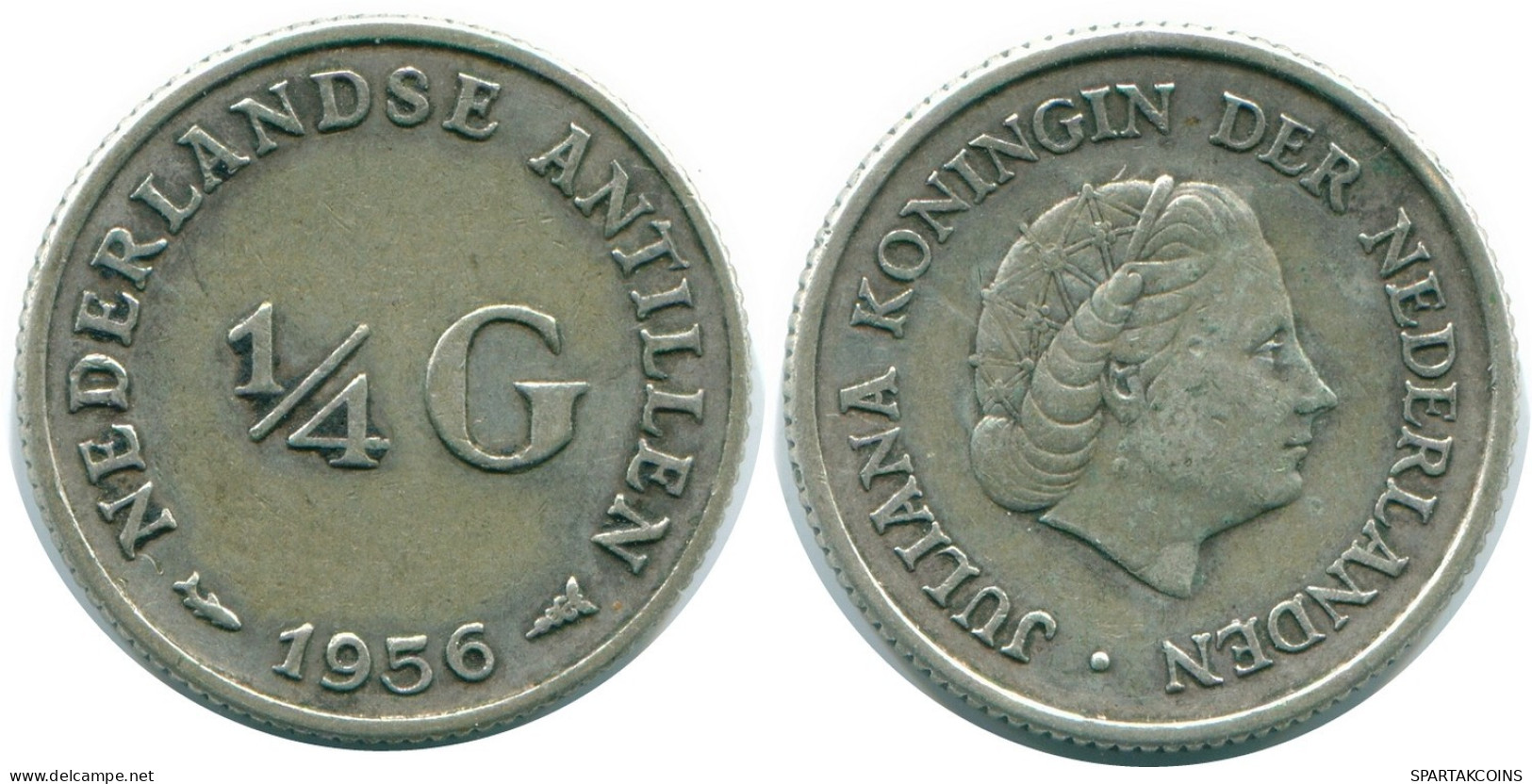1/4 GULDEN 1956 ANTILLAS NEERLANDESAS PLATA Colonial Moneda #NL10925.4.E.A - Antillas Neerlandesas