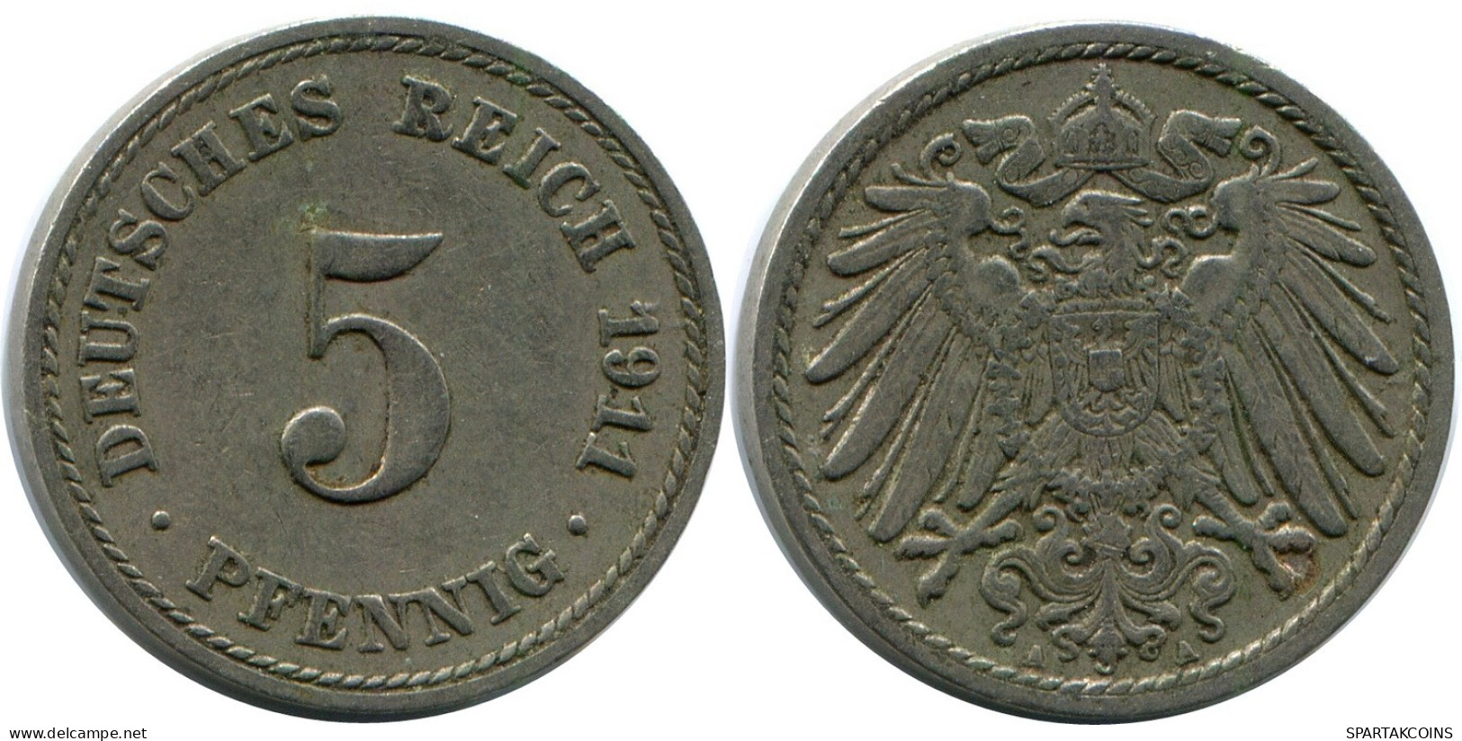 5 PFENNIG 1911 A GERMANY Coin #DB245.U.A - 5 Pfennig