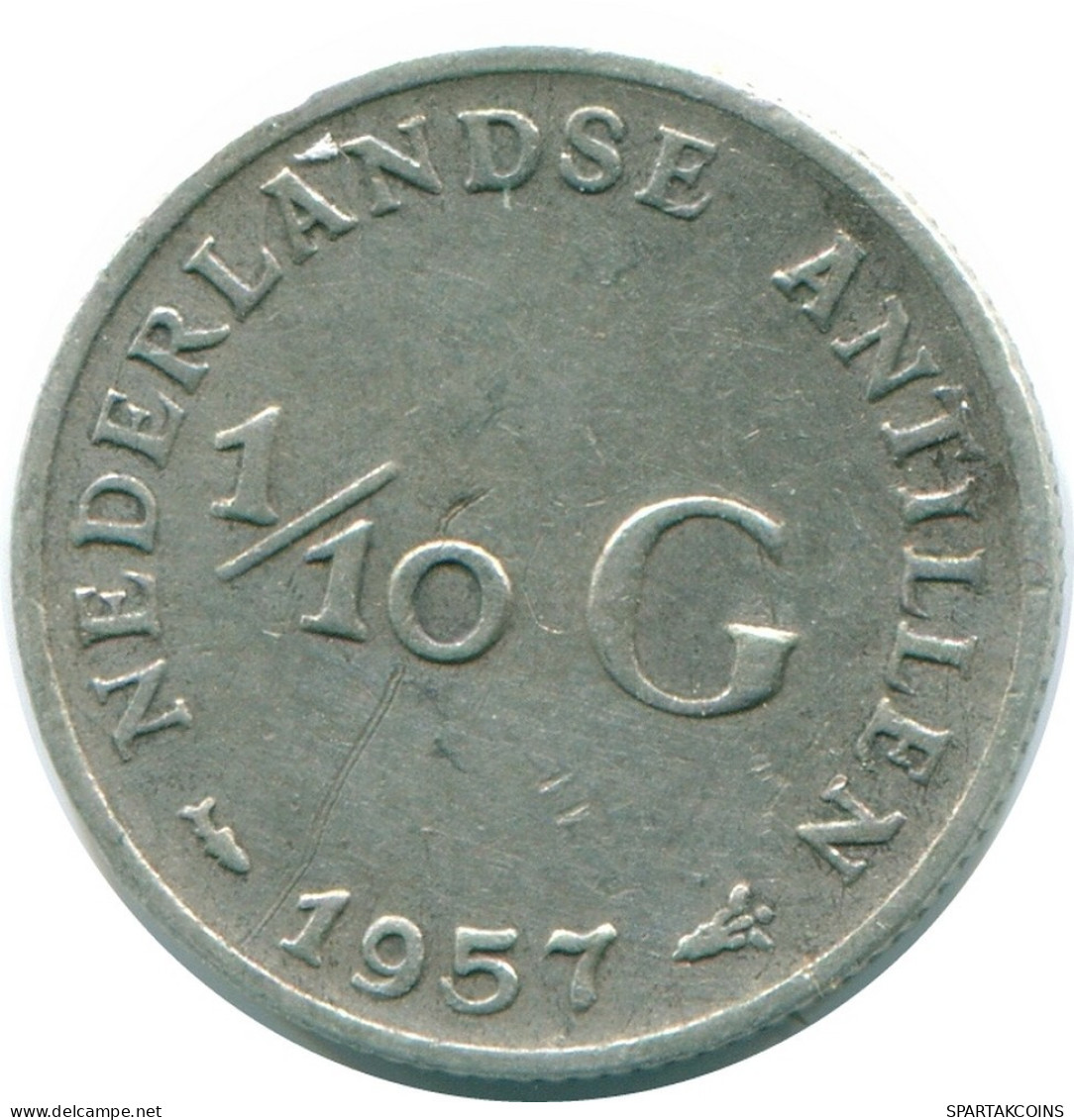 1/10 GULDEN 1957 NIEDERLÄNDISCHE ANTILLEN SILBER Koloniale Münze #NL12160.3.D.A - Netherlands Antilles