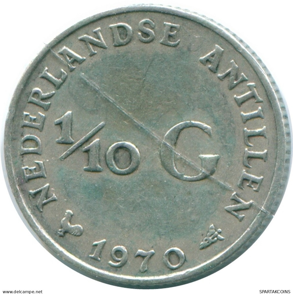 1/10 GULDEN 1970 ANTILLES NÉERLANDAISES ARGENT Colonial Pièce #NL12960.3.F.A - Antilles Néerlandaises
