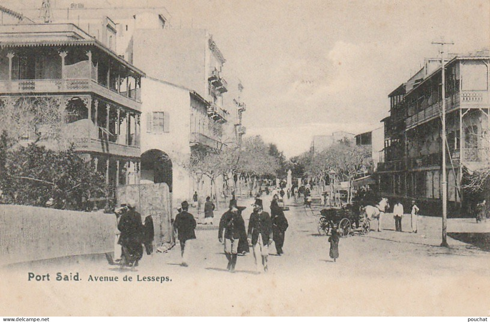 NE 19 - EGYPTE - PORT SAID - AVENUE DE LESSEPS - ANIMATION - 2 SCANS - Port Said