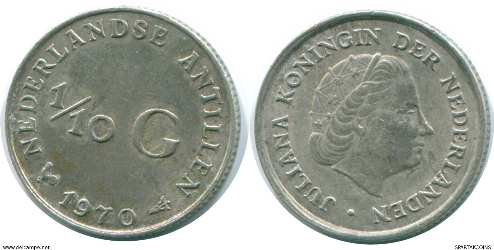 1/10 GULDEN 1970 NETHERLANDS ANTILLES SILVER Colonial Coin #NL13043.3.U.A - Netherlands Antilles