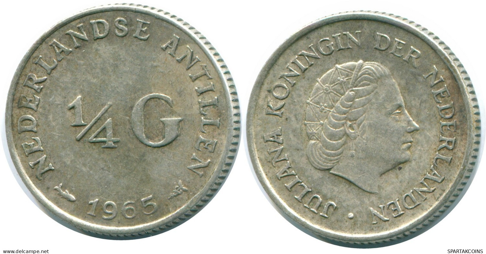 1/4 GULDEN 1965 NETHERLANDS ANTILLES SILVER Colonial Coin #NL11347.4.U.A - Niederländische Antillen