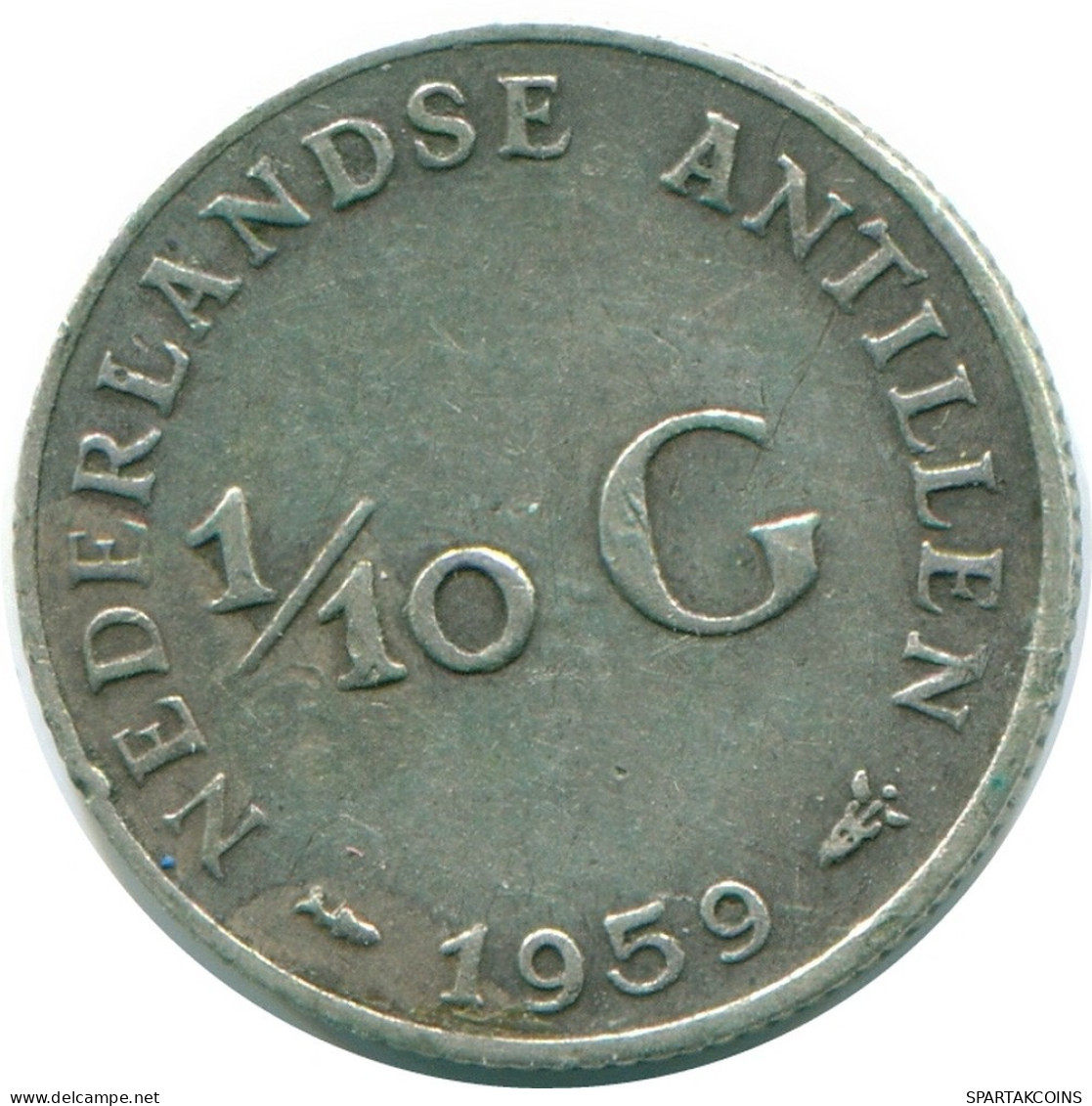 1/10 GULDEN 1959 ANTILLES NÉERLANDAISES ARGENT Colonial Pièce #NL12229.3.F.A - Netherlands Antilles