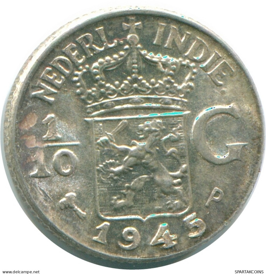 1/10 GULDEN 1945 P NIEDERLANDE OSTINDIEN SILBER Koloniale Münze #NL14063.3.D.A - Indes Néerlandaises