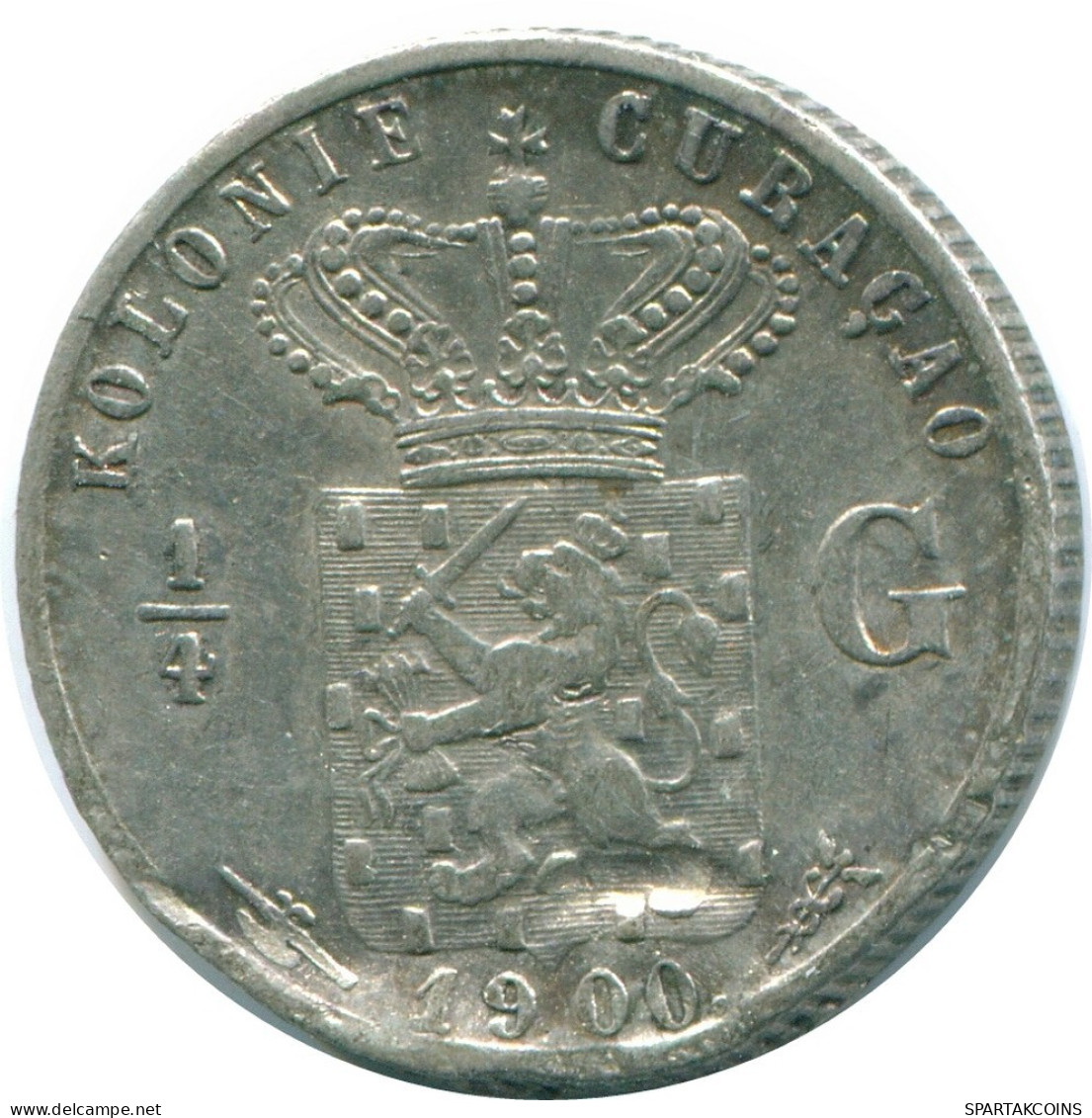 1/4 GULDEN 1900 CURACAO NEERLANDÉS NETHERLANDS PLATA Colonial #NL10458.4.E.A - Curaçao