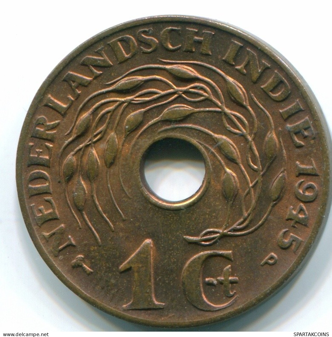1 CENT 1945 P INDIAS ORIENTALES DE LOS PAÍSES BAJOS INDONESIA Bronze #S10362.E.A - Nederlands-Indië