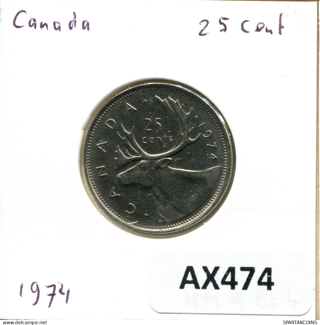 25 CENTS 1974 CANADA Moneda #AX474.E.A - Canada