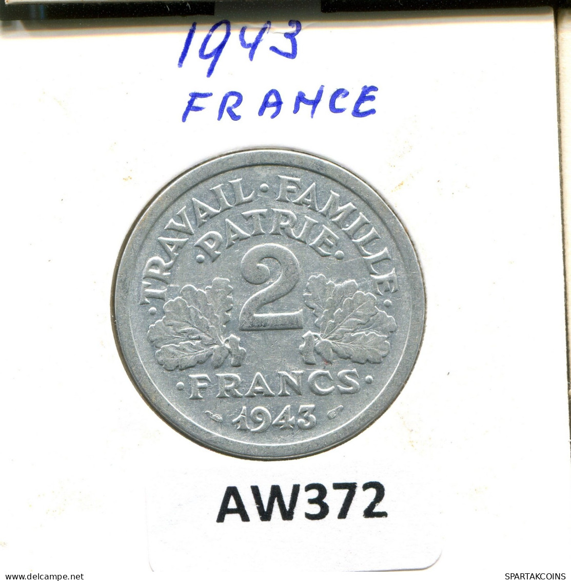 2 FRANCS 1943 FRANCIA FRANCE Moneda #AW372.E.A - 2 Francs
