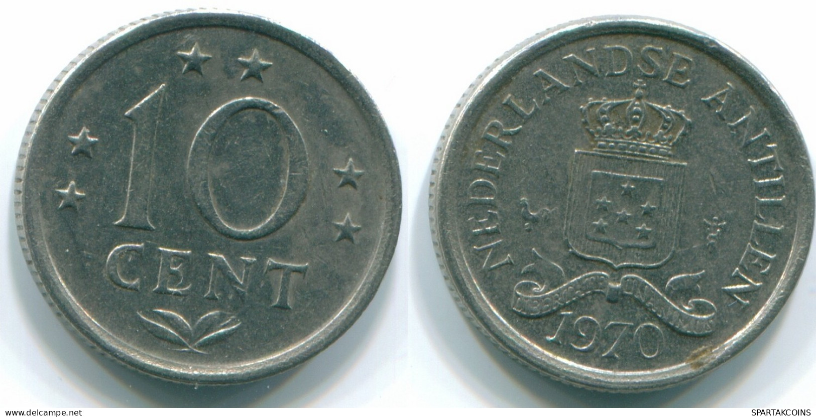 10 CENTS 1970 NETHERLANDS ANTILLES Nickel Colonial Coin #S13327.U.A - Niederländische Antillen