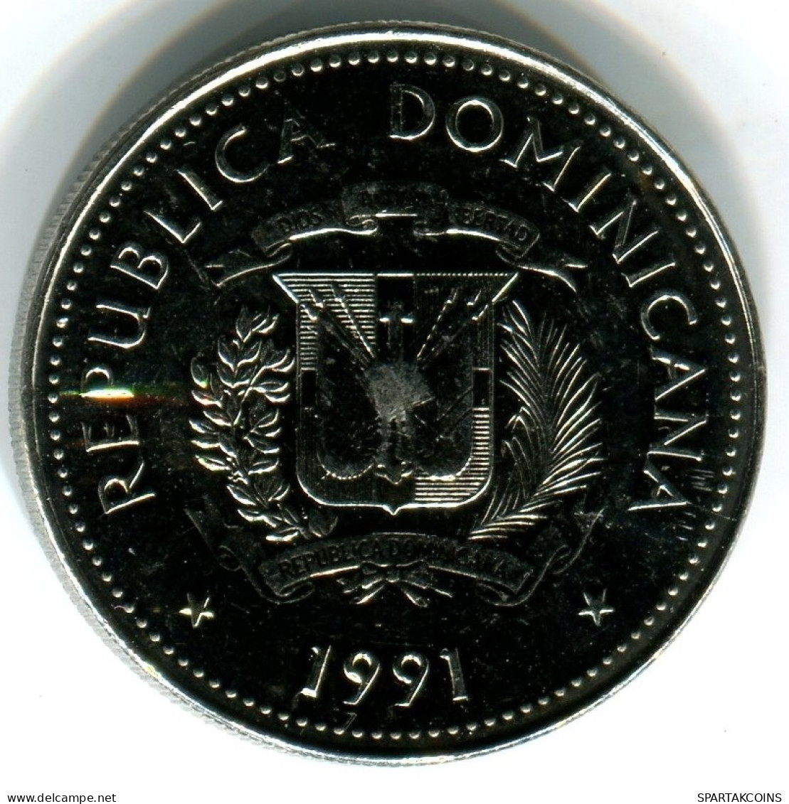 25 CENTAVOS 1991 REPUBLICA DOMINICANA UNC Münze #W10809.D.A - Dominicana