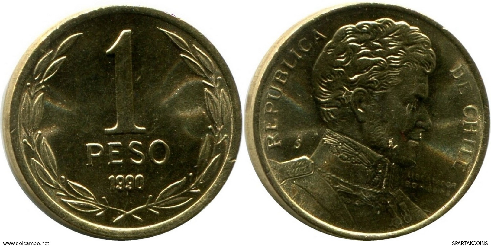 1 PESO 1990 CHILE UNC Coin #M10148.U.A - Chile