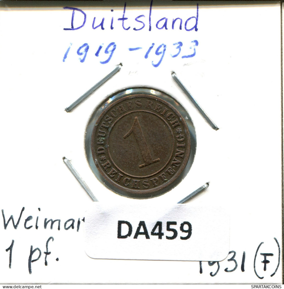 1 RENTENPFENNIG 1931 F DEUTSCHLAND Münze GERMANY #DA459.2.D.A - 1 Renten- & 1 Reichspfennig