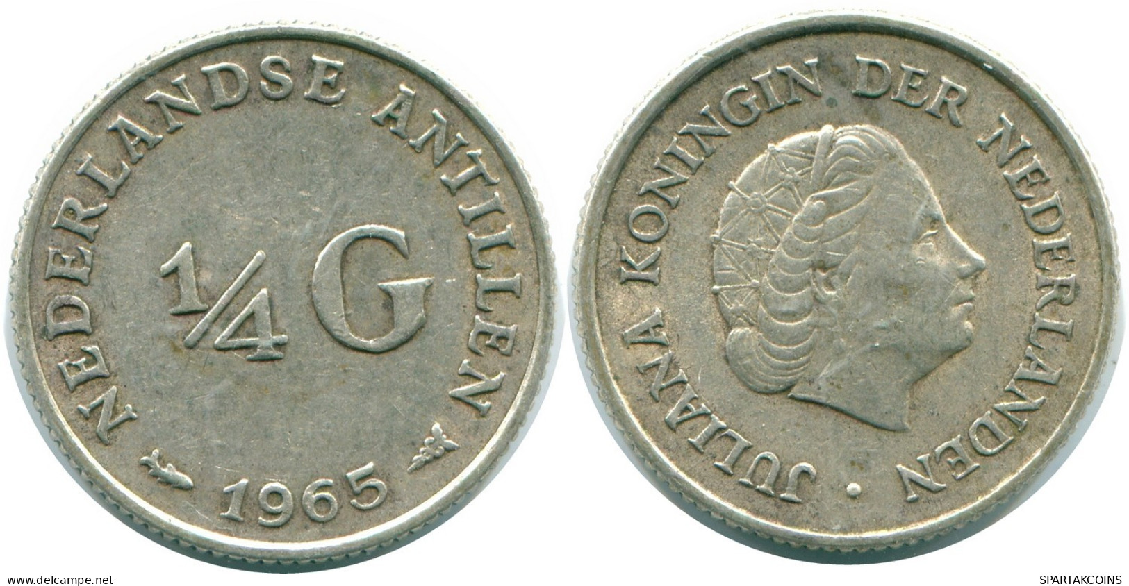 1/4 GULDEN 1965 NIEDERLÄNDISCHE ANTILLEN SILBER Koloniale Münze #NL11331.4.D.A - Antilles Néerlandaises