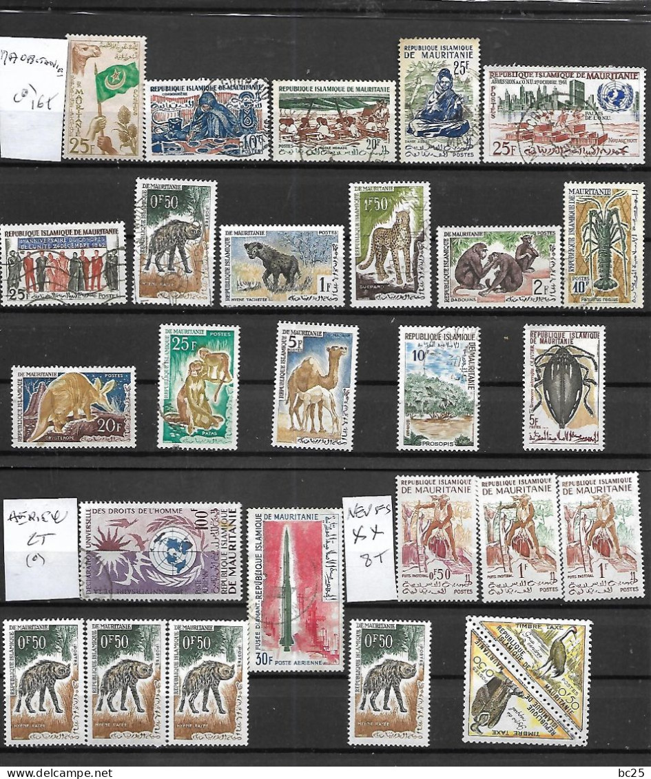 MAURITANIE-AERIEIN-R- 26 TRES BEAUX TIMBRES DONT 8 NEUFS * * ET 18 OBLITERES AVEC 2 AERIENS -PAS EMINCES -DEPUIS 1960 - Andere & Zonder Classificatie