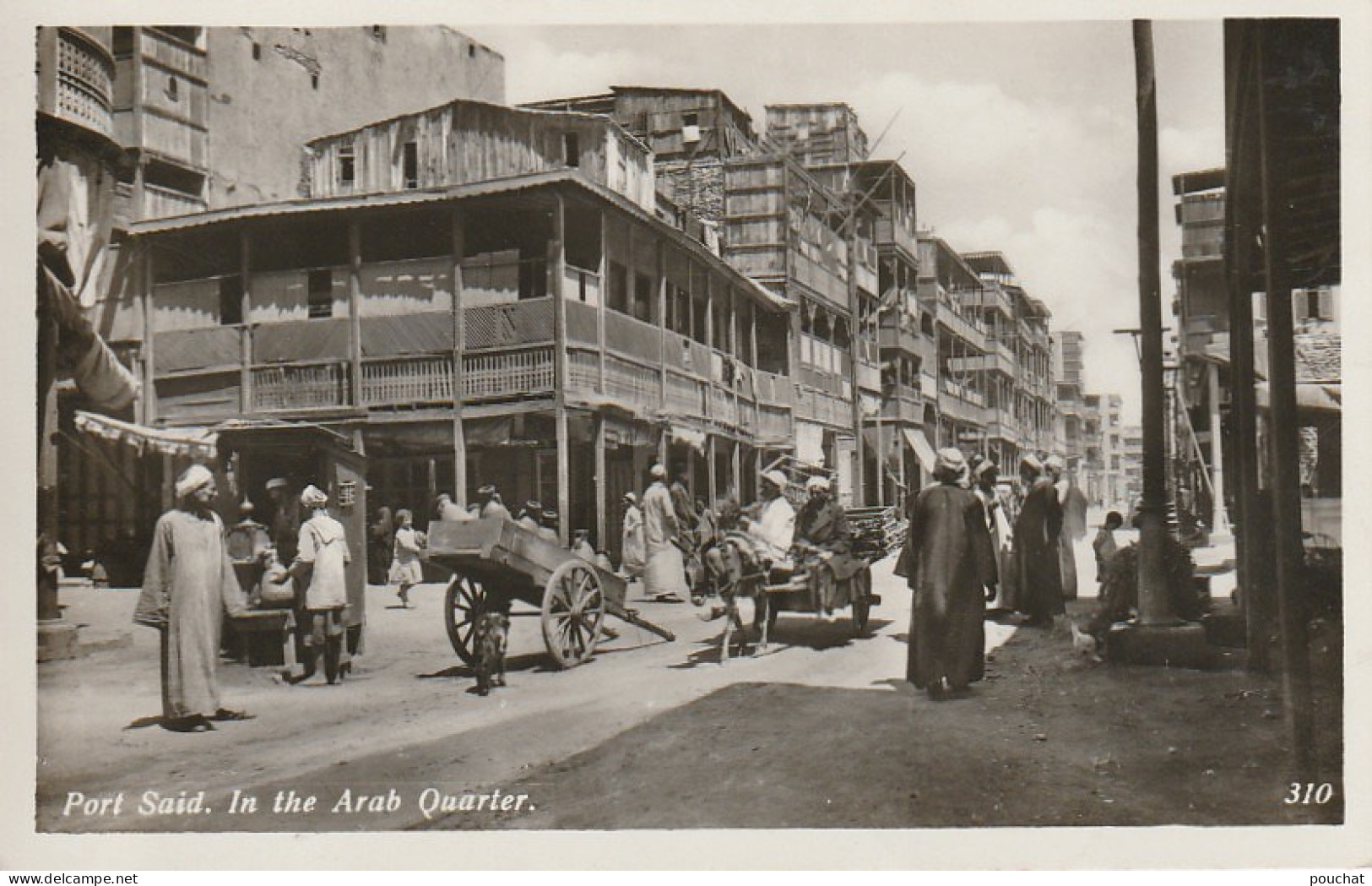 NE 20- EGYPT - PORT SAID - IN THE ARAB QUARTER - AU QUARTIER ARABE - ATTELAGE ANE - ANIMATION - 2 SCANS - Port-Saïd