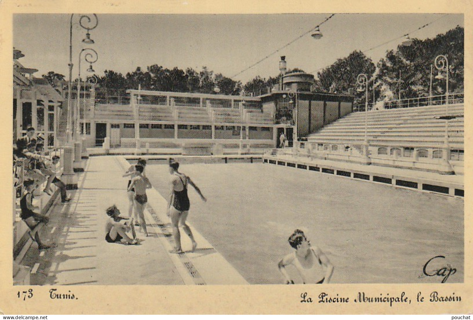 NE 21- TUNISIE - TUNIS - LA PISCINE MUNICIPALE , LE BASSIN  - 2 SCANS - Tunisia