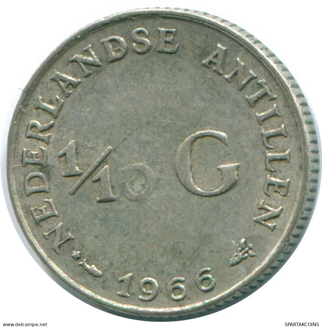 1/10 GULDEN 1966 ANTILLES NÉERLANDAISES ARGENT Colonial Pièce #NL12871.3.F.A - Antilles Néerlandaises