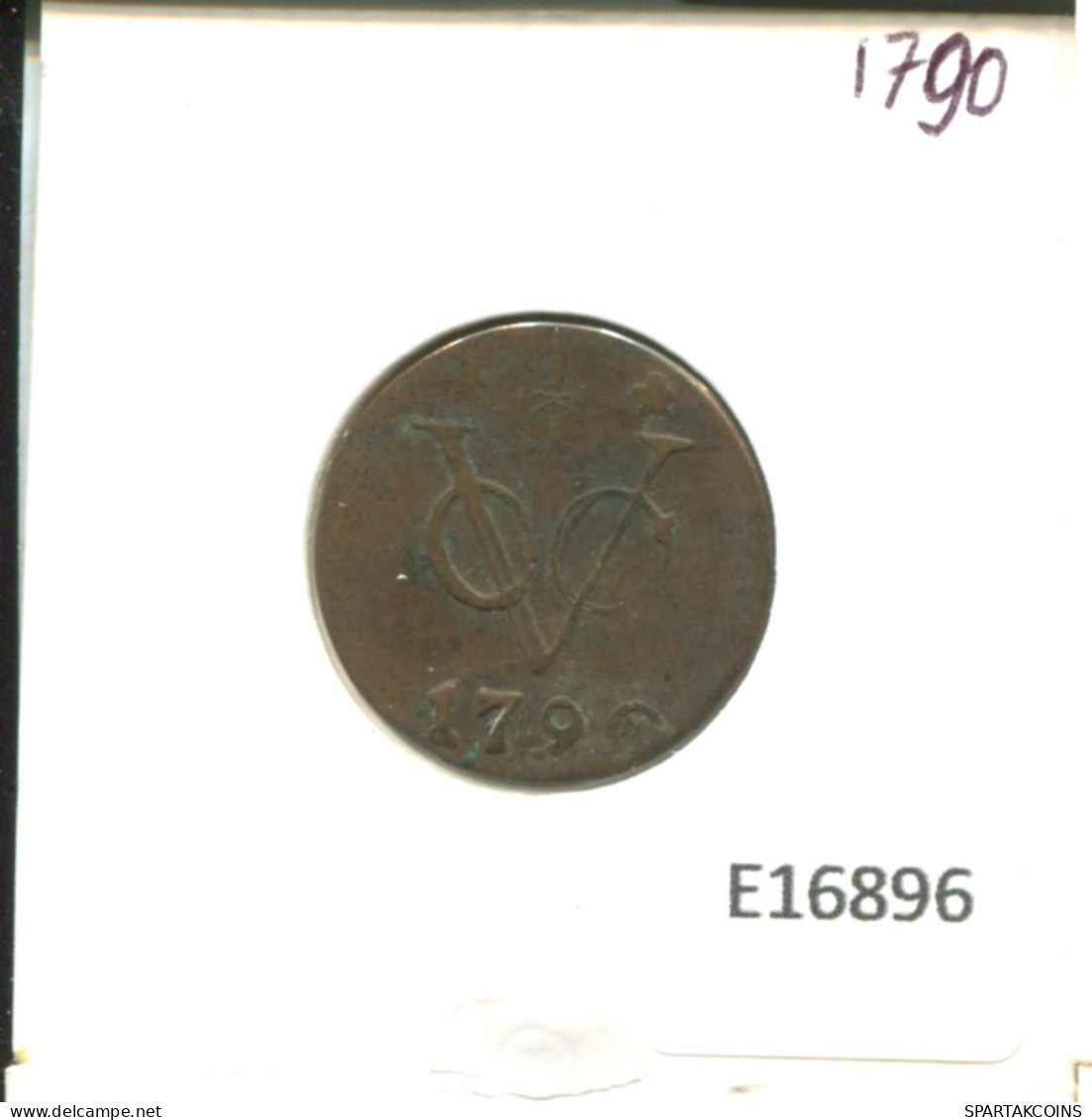 1790 GELDERLAND VOC DUIT NIEDERLANDE OSTINDIEN NY COLONIAL PENNY #E16896.8.D.A - Indes Néerlandaises