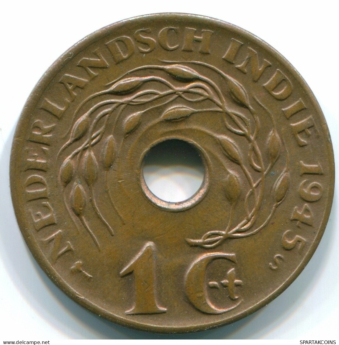 1 CENT 1945 S INDIAS ORIENTALES DE LOS PAÍSES BAJOS INDONESIA Bronze #S10465.E.A - Nederlands-Indië
