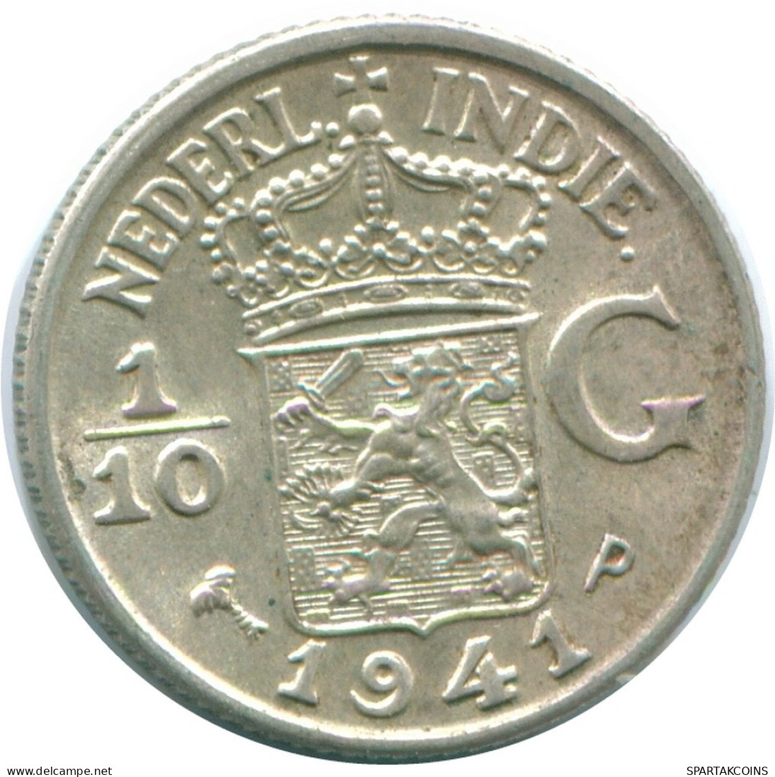 1/10 GULDEN 1941 P NETHERLANDS EAST INDIES SILVER Colonial Coin #NL13633.3.U.A - Dutch East Indies