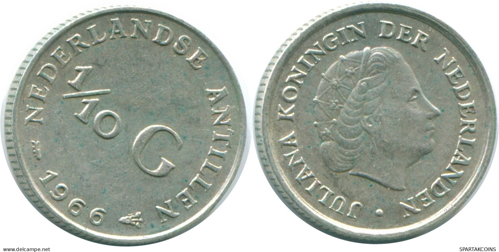 1/10 GULDEN 1966 NETHERLANDS ANTILLES SILVER Colonial Coin #NL12686.3.U.A - Nederlandse Antillen