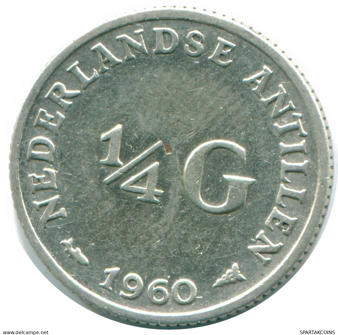 1/4 GULDEN 1960 NIEDERLÄNDISCHE ANTILLEN SILBER Koloniale Münze #NL11038.4.D.A - Niederländische Antillen