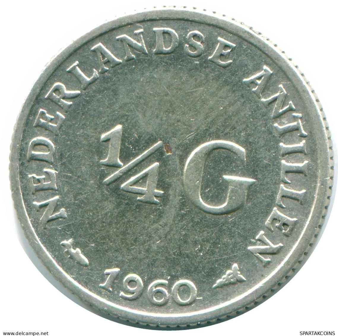 1/4 GULDEN 1960 NIEDERLÄNDISCHE ANTILLEN SILBER Koloniale Münze #NL11038.4.D.A - Nederlandse Antillen