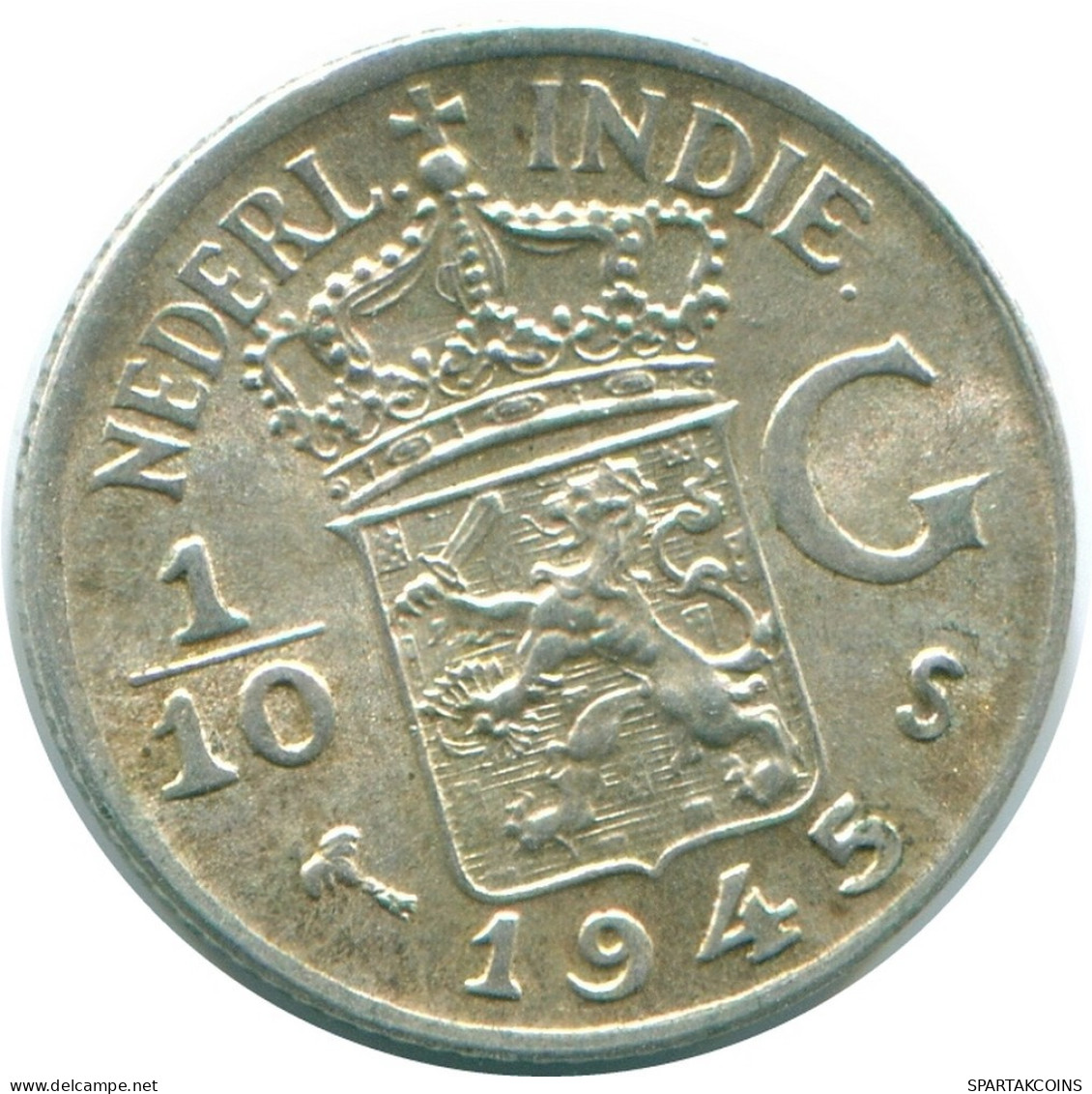 1/10 GULDEN 1945 S NETHERLANDS EAST INDIES SILVER Colonial Coin #NL14041.3.U.A - Indes Néerlandaises