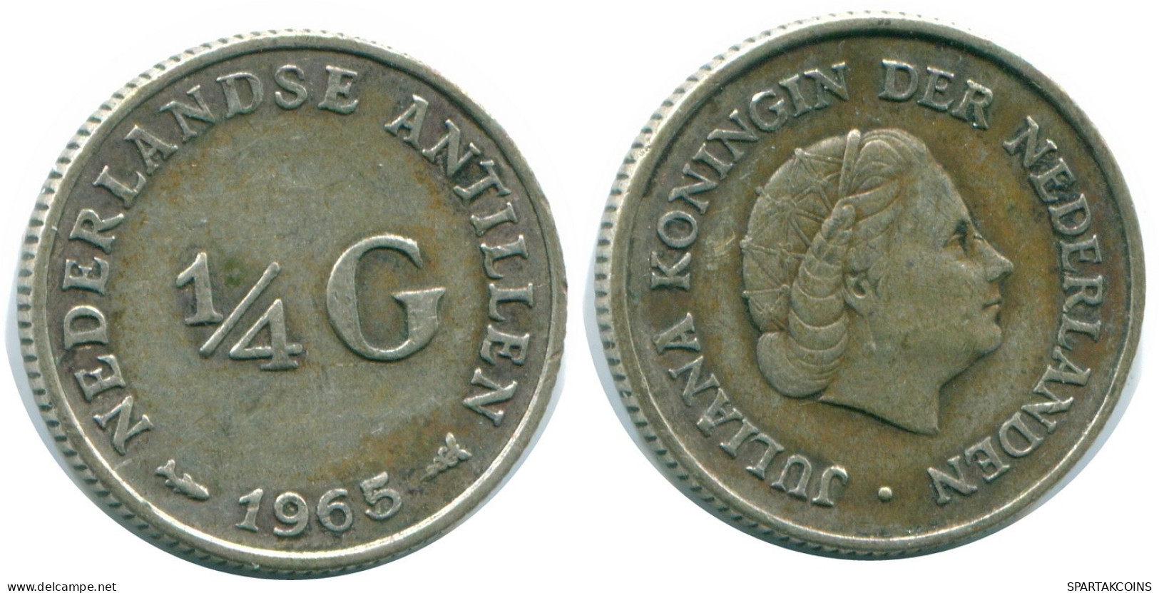 1/4 GULDEN 1965 NIEDERLÄNDISCHE ANTILLEN SILBER Koloniale Münze #NL11339.4.D.A - Netherlands Antilles