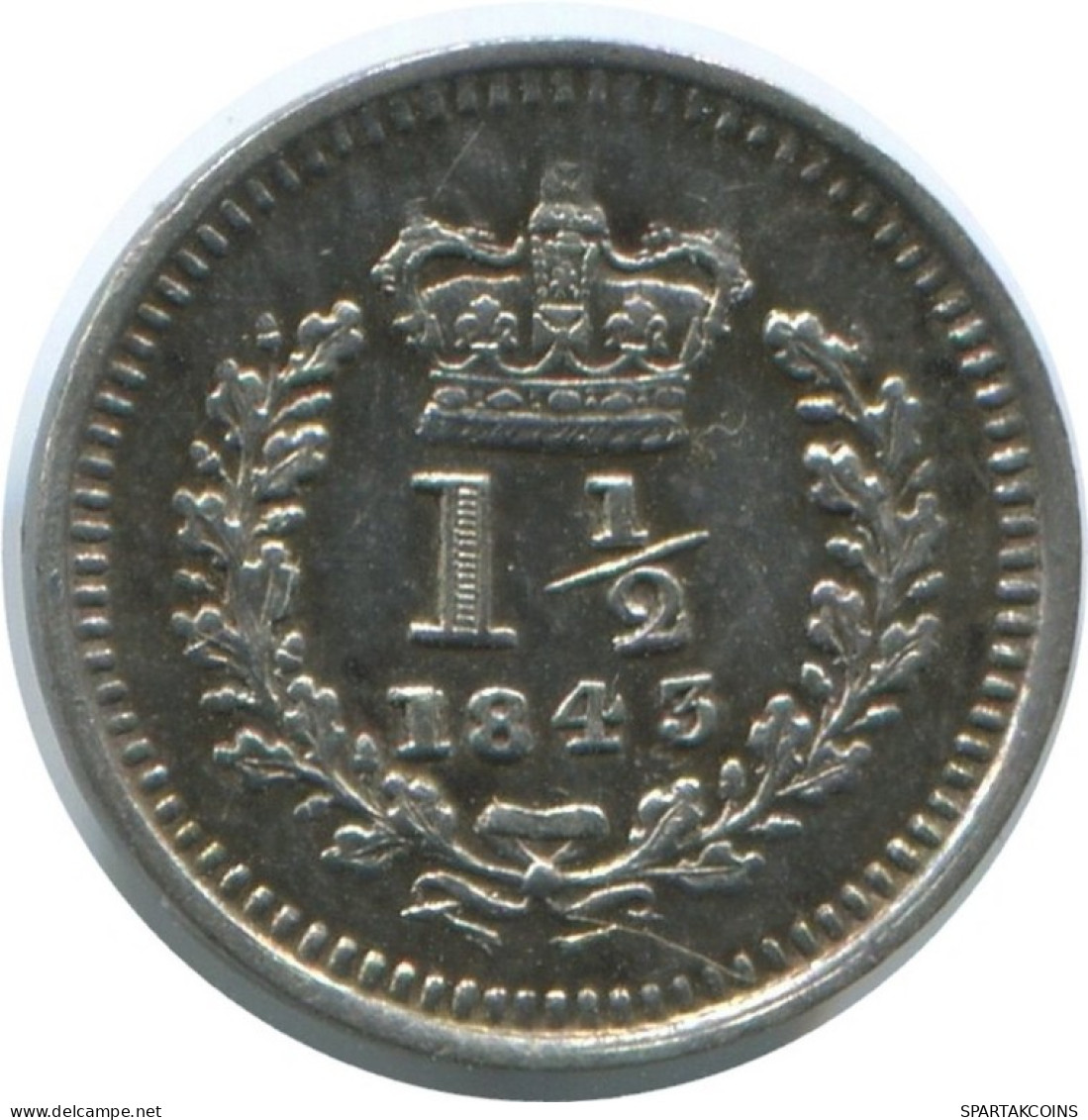 1 1/2 PENCE 1843 UK GBAN BRETAÑA GREAT BRITAIN PLATA Colonial #AE802.16.E.A - E. 1 1/2 - 2 Pence