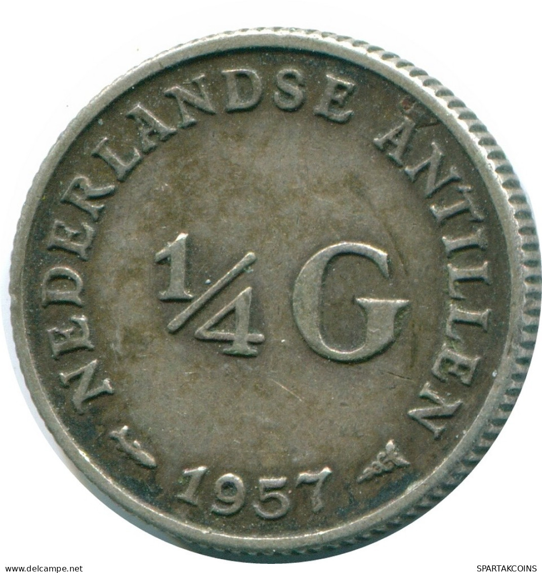 1/4 GULDEN 1957 ANTILLAS NEERLANDESAS PLATA Colonial Moneda #NL11007.4.E.A - Netherlands Antilles