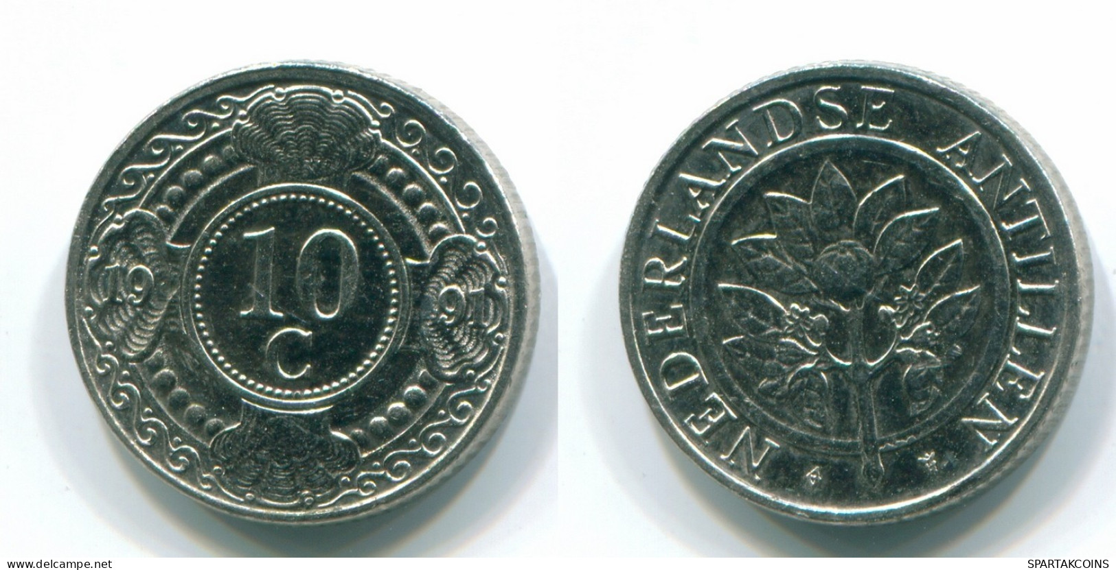 10 CENTS 1991 NIEDERLÄNDISCHE ANTILLEN Nickel Koloniale Münze #S11325.D.A - Niederländische Antillen