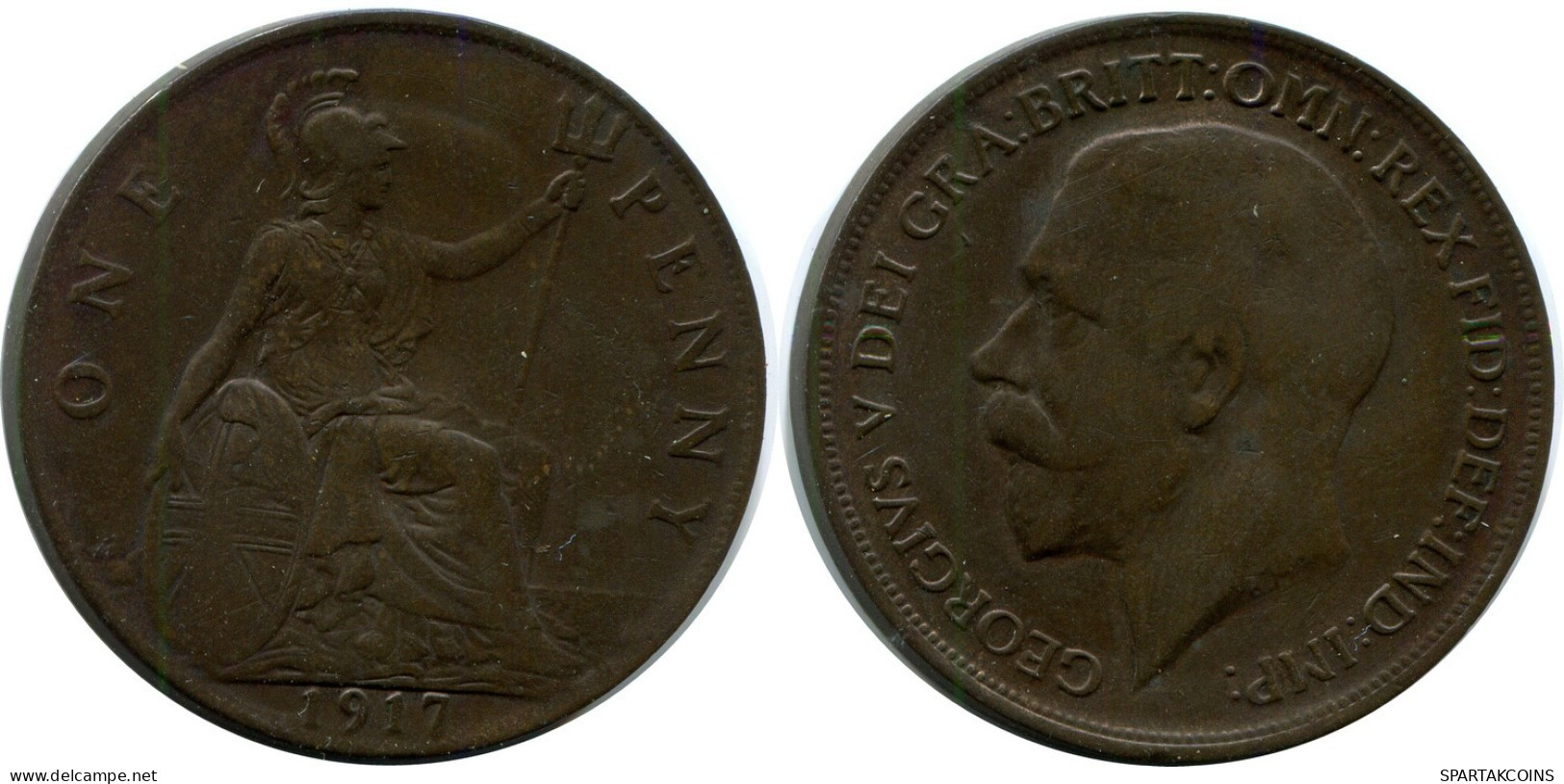 PENNY 1917 UK GROßBRITANNIEN GREAT BRITAIN Münze #AZ808.D.A - D. 1 Penny