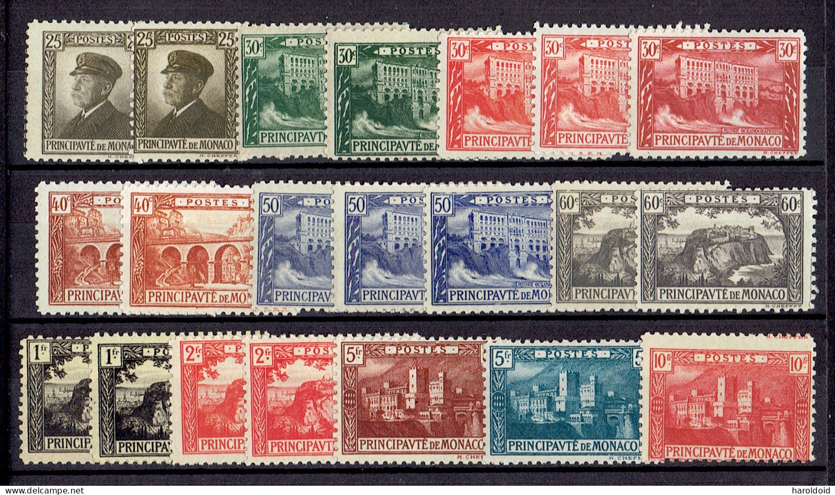 MONACO - N°54/64 - NUANCES COULEURS - ** MNH TB - Unused Stamps