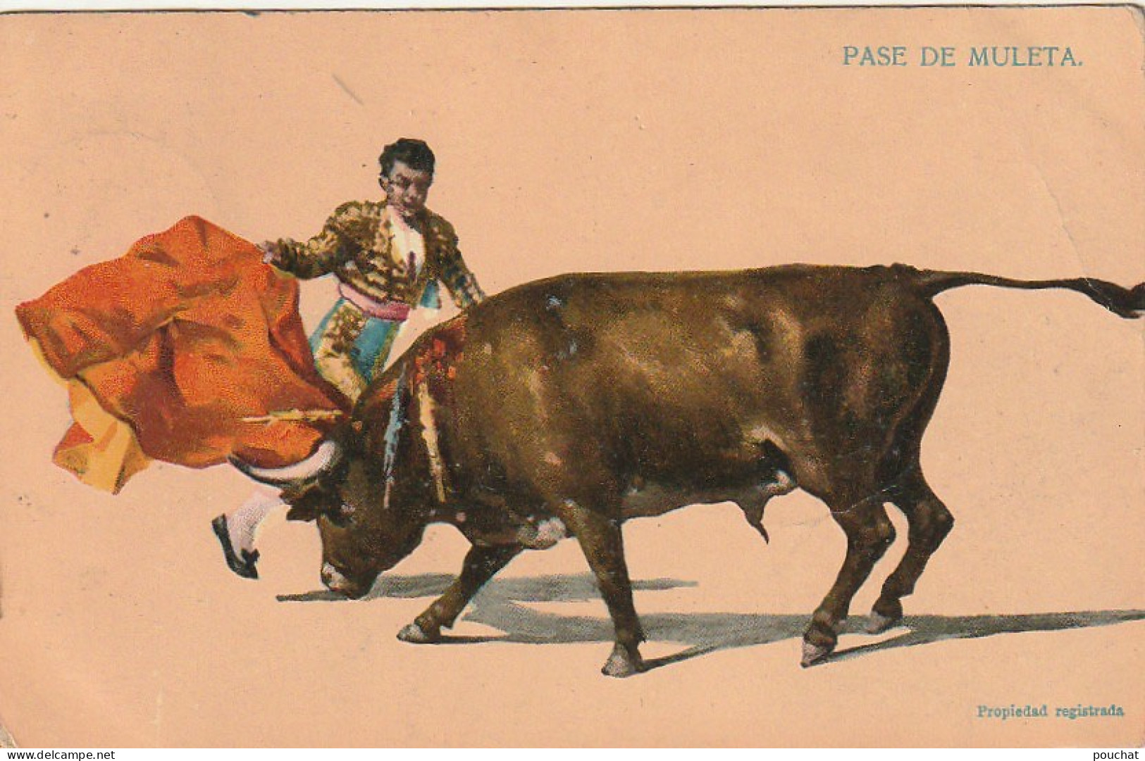 NE 22- CORRIDA - PASE DE MULETA  - CARTE COULEURS - 2 SCANS  - Corrida