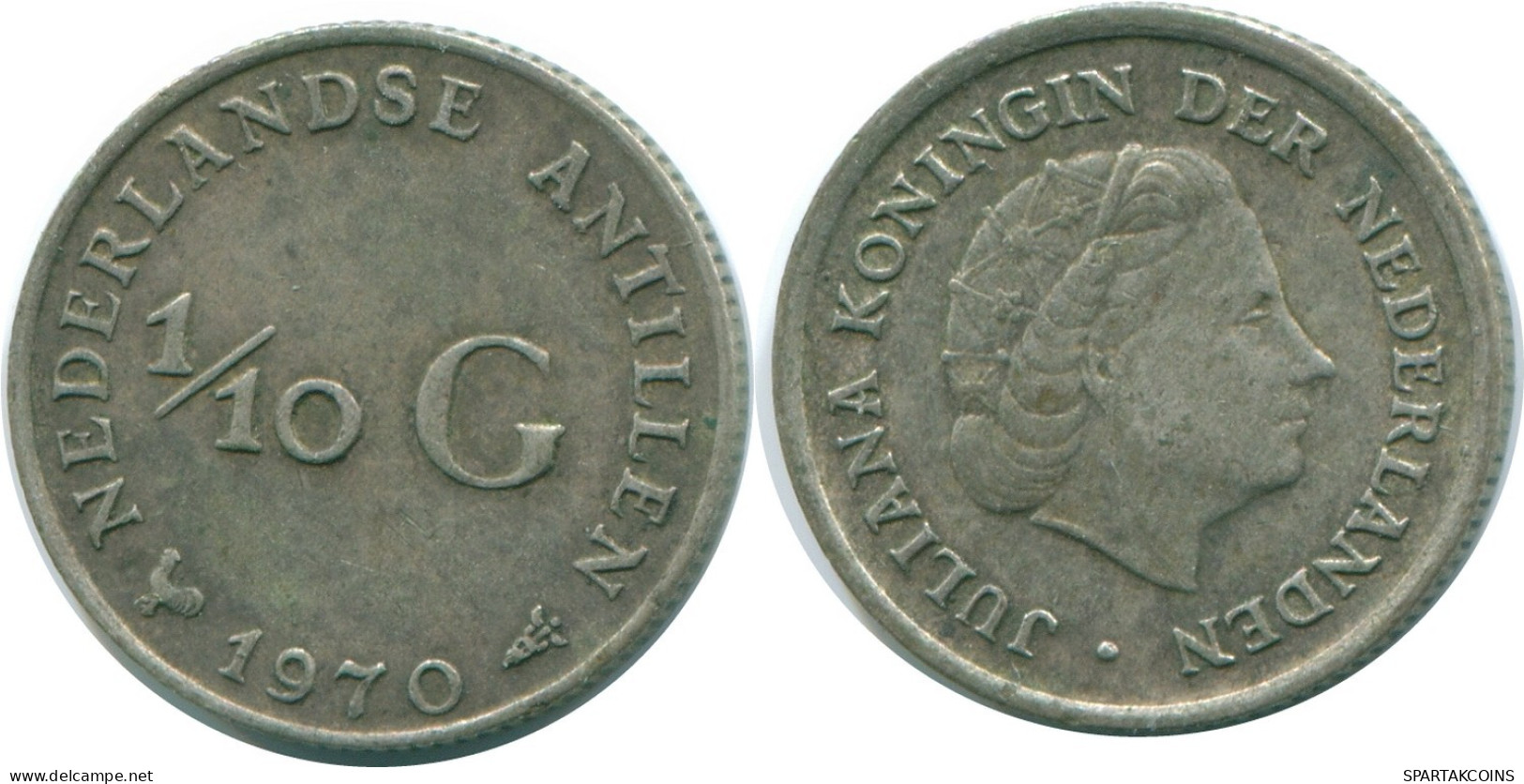 1/10 GULDEN 1970 ANTILLAS NEERLANDESAS PLATA Colonial Moneda #NL13049.3.E.A - Niederländische Antillen